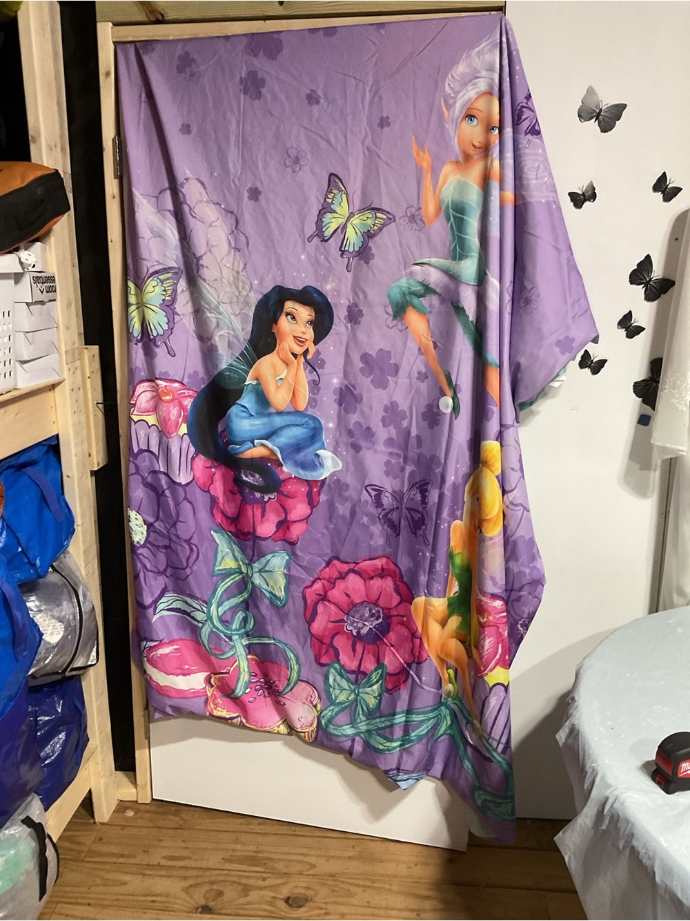 Purple Fairy Princess Bedding Panel with Floral & Butterfly Print